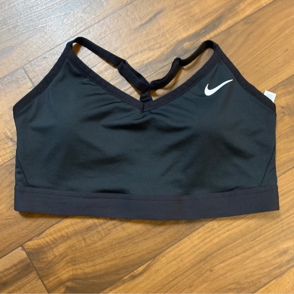 NWT 🏃‍♀️ BLACK w/WHITE NIKE RAZORBACK “INDY PLUS” DRI-FIT PADDED SPORTS BRA 1X - Picture 5 of 10